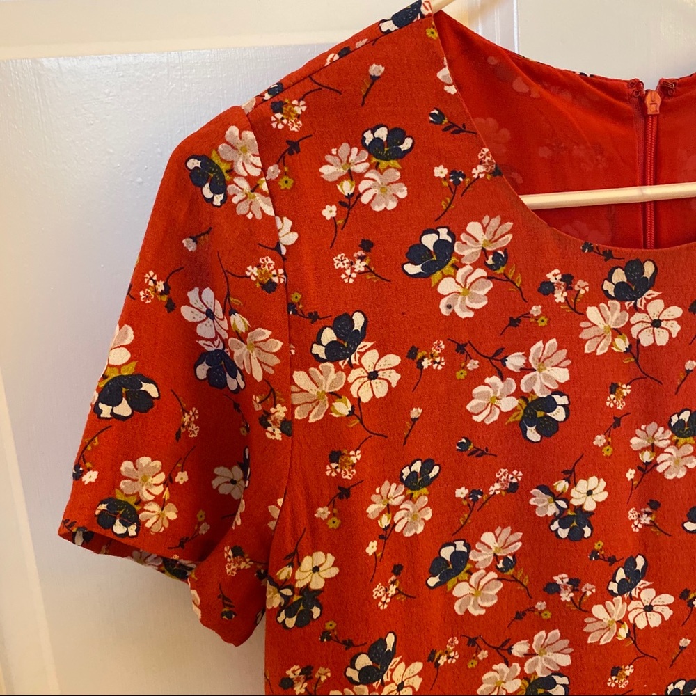Floral Print Short Sleeve Blouse Tee Professional - Picture 7 of 12